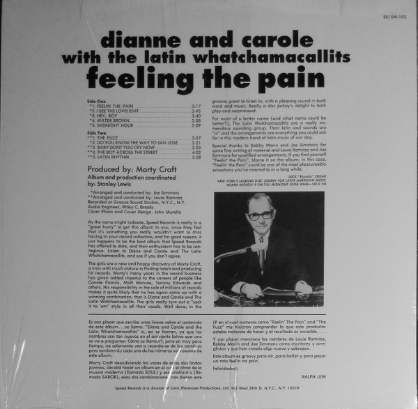 Dianne & Carole With Latin Whatchamacallits, The - Feeling The Pain, Funk / Soul, Latin, Afro-Cuban, Soul, Speed Records (4),