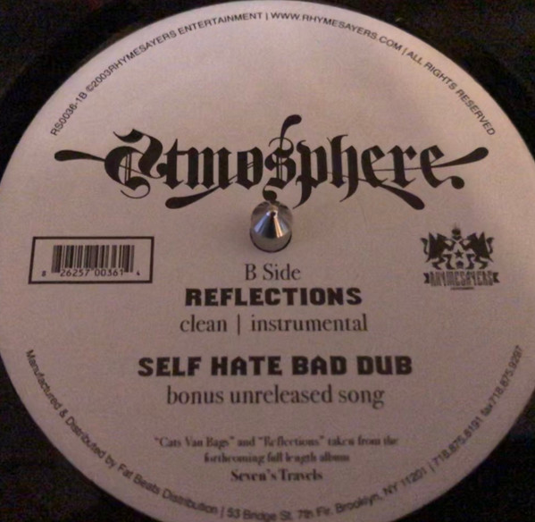 Atmosphere (2) - Cats Van Bags / Reflections / Self Hate Bad Dub, Hip Hop, 2003 - Rhymesayers Entertainment, US, Vinyl 1x 12"