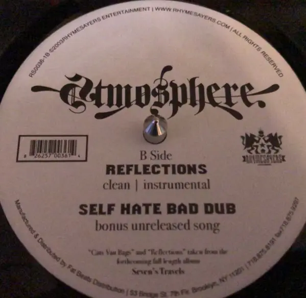 Atmosphere (2) - Cats Van Bags / Reflections / Self Hate Bad Dub, Hip Hop, 2003 - Rhymesayers Entertainment, US, Vinyl 1x 12"
