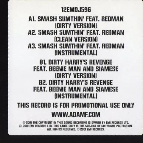 Album cover for Smash Sumthin' / Dirty Harry's Revenge by Adam F