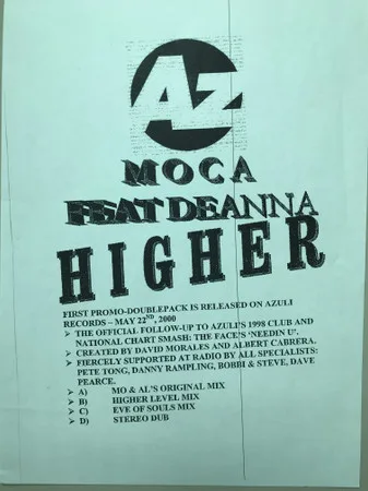 Album cover for Higher by David Morales & Albert Cabrera Present Moca Feat. Deanna