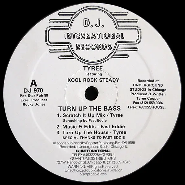 Tyree Cooper Featuring Kool Rock Steady - Turn Up The Bass, Electronic, Acid House, Hip-House, 1988 - D.J. International Reco