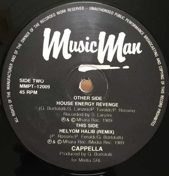 Cappella - House Energy Revenge, Electronic, Euro House, Italo House, 1989 - Music Man, UK, Vinyl 1x 12", 45 RPM