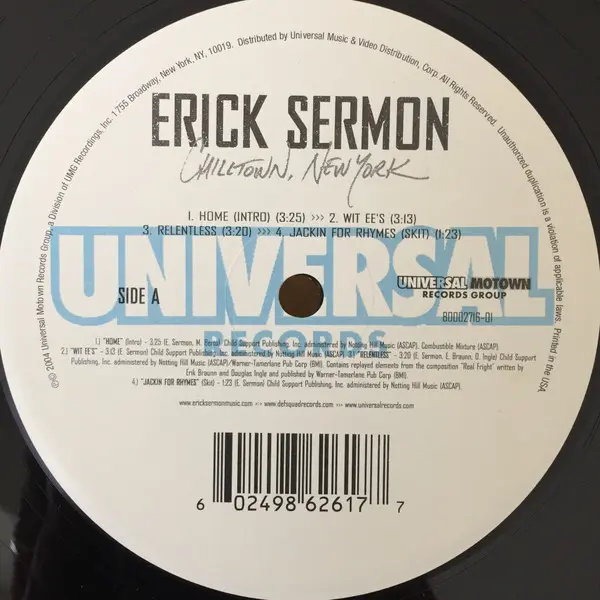 Erick Sermon - Chilltown, New York, Hip Hop, 2004 - Universal Records, US, Vinyl 2x LP, Album