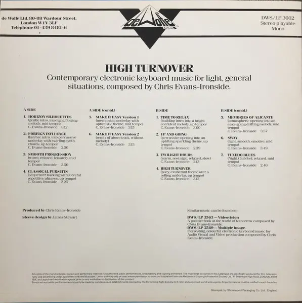 Album cover for High Turnover by Chris Evans-Ironside