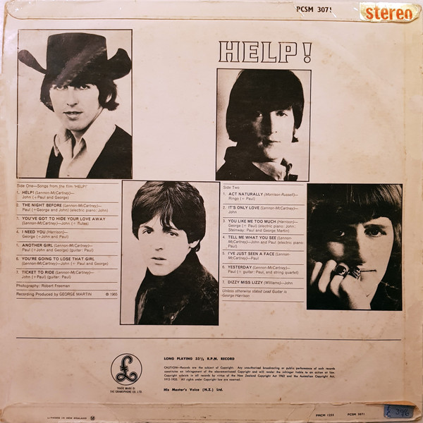 Beatles, The - Help!, Rock, Stage & Screen, Beat, Soundtrack, 1965 - Parlophone, New Zealand, Vinyl 1x LP, Album, Stereo Blue
