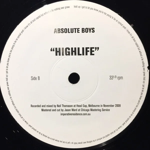 Album cover for Single Space / High Life by Absolute Boys