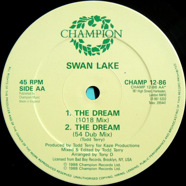Swan Lake - In The Name Of Love / The Dream, Electronic, House, 1988 - Champion, UK, Vinyl 1x 12", 45 RPM