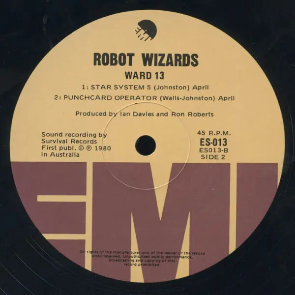 Ward 13 - Robot Wizards, Rock, Alternative Rock, New Wave, 1980 - EMI, Australia, Vinyl 1x 12", Mini-Album