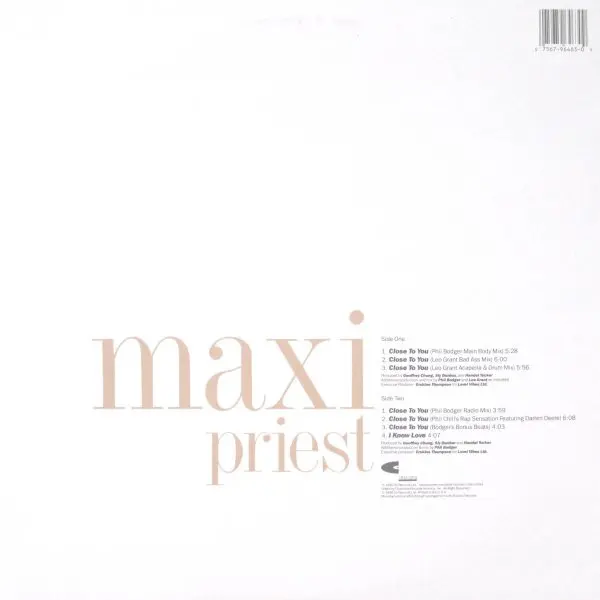 Maxi Priest - Close To You, Electronic, Funk / Soul, Reggae, New Jack Swing, Reggae-Pop, 1990 - Charisma, US, Vinyl 1x 12", 3