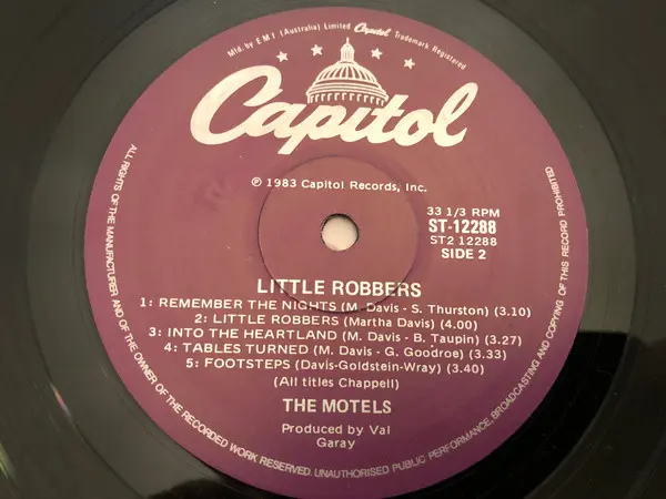 Motels, The - Little Robbers, Rock, New Wave, Pop Rock, 1983 - Capitol Records, Australia, Vinyl 1x LP, Album