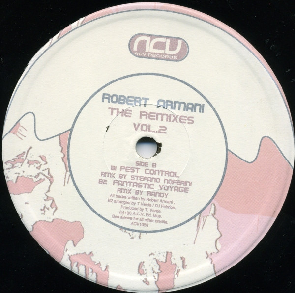 Robert Armani - The Remixes Vol. 2, Electronic, Acid, Downtempo, Experimental, Hardcore, Techno, 1995 - ACV, Italy, Vinyl 1x 