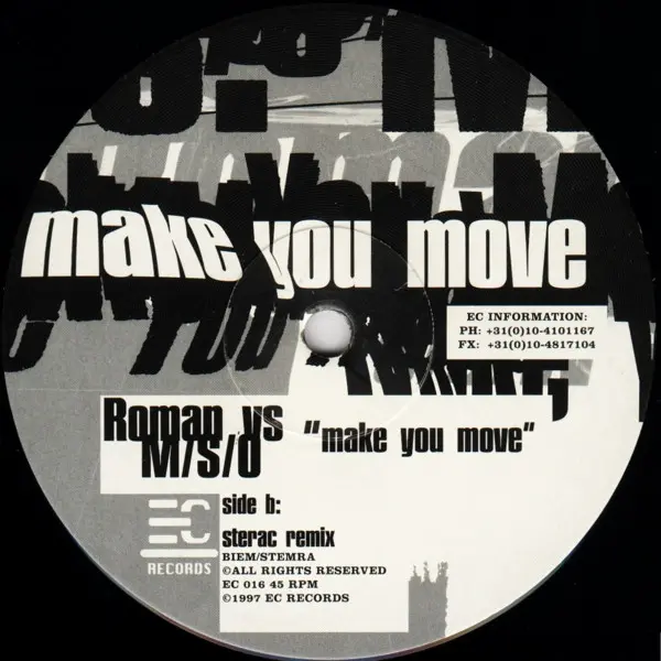 Roman Flügel vs. M/S/O - Make You Move (Remixed), Electronic, Techno, 1997 - EC Records, Netherlands, Vinyl 1x 12", 45 RPM