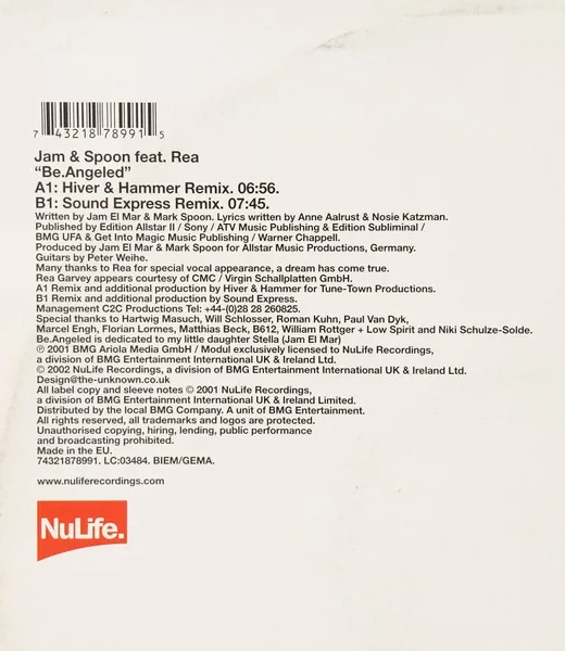 Album cover for Be.Angeled by Jam & Spoon Feat. Rea Garvey