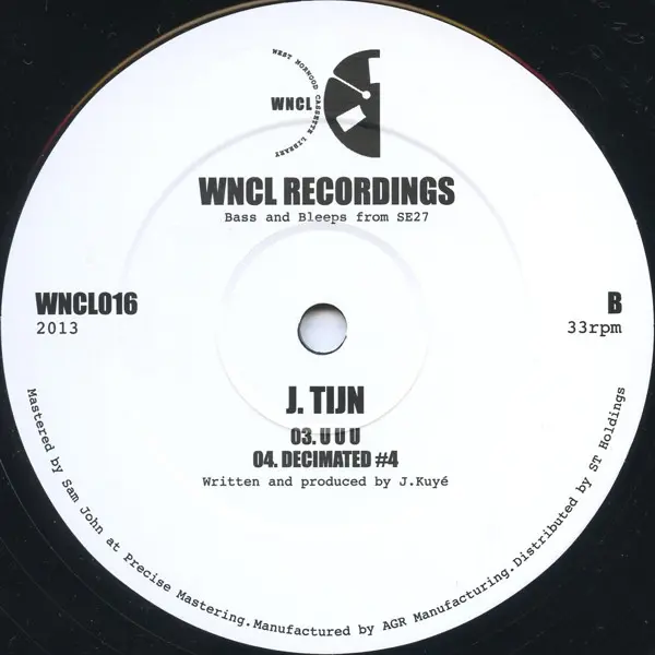 J Tijn - Flat, Electronic, Techno, 2013 - WNCL Recordings, UK, Vinyl 1x 12", 33 ⅓ RPM
