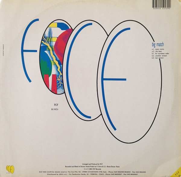 F.C.F. - Big Match, Electronic, Eurobeat, Hi NRG, 1991 - FCF Records, Italy, Vinyl 1x 12", 45 RPM
