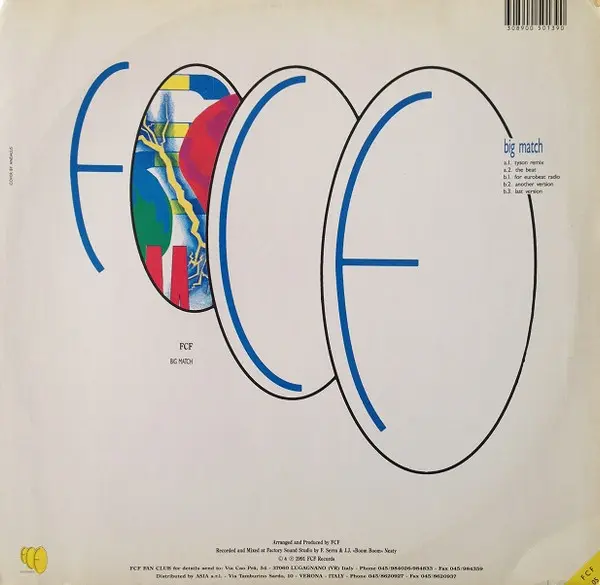 F.C.F. - Big Match, Electronic, Eurobeat, Hi NRG, 1991 - FCF Records, Italy, Vinyl 1x 12", 45 RPM