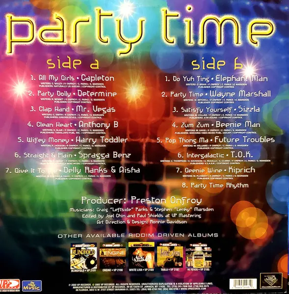 Various - Party Time, Reggae, Dancehall, 2002 - VP Records, US, Vinyl 1x LP, Compilation