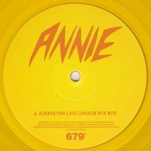 Album cover for Always Too Late by Annie