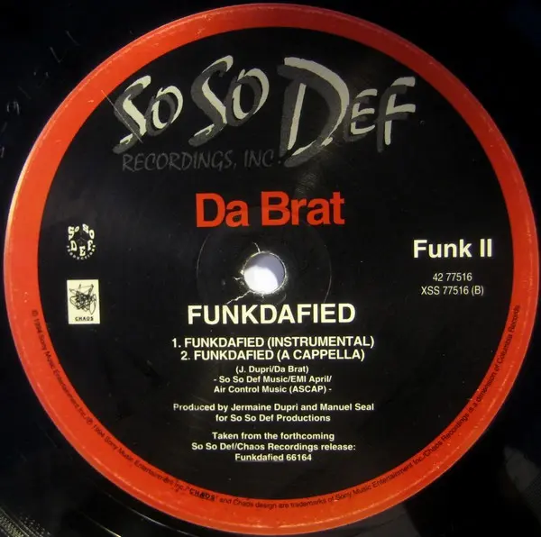 Da Brat - Funkdafied, Hip Hop, 1994 - Chaos (3), Columbia, So So Def, US, Vinyl 1x 12", 33 ⅓ RPM, Single