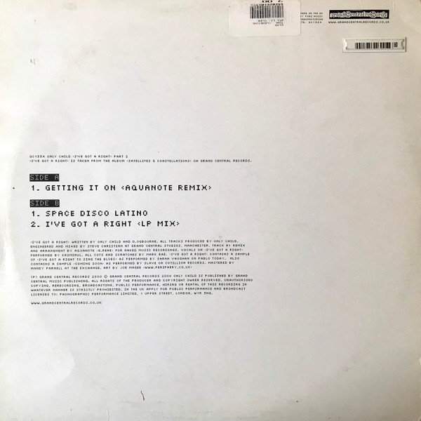 Only Child - I've Got A Right (Part 2), Electronic, Downtempo, 2000 - Grand Central Records, UK, Vinyl 1x 12"