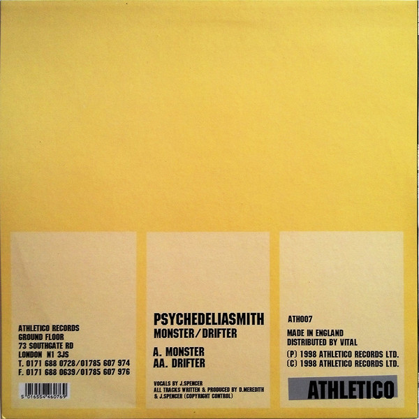 Psychedeliasmith - Monster / Drifter - 1998 - Breakbeat, Psychedelic - Athletico - Vinyl 1x 12", 45 RPM