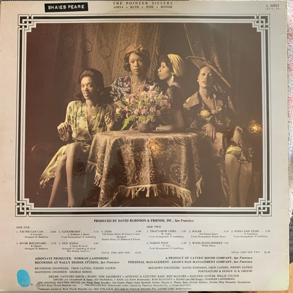 Pointer Sisters - The Pointer Sisters, Funk / Soul, Jazz, Rock, Bop, Funk, Rhythm & Blues, Swing, Vocal, 1973 - Blue Thumb Re