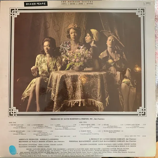 Pointer Sisters - The Pointer Sisters, Funk / Soul, Jazz, Rock, Bop, Funk, Rhythm & Blues, Swing, Vocal, 1973 - Blue Thumb Re