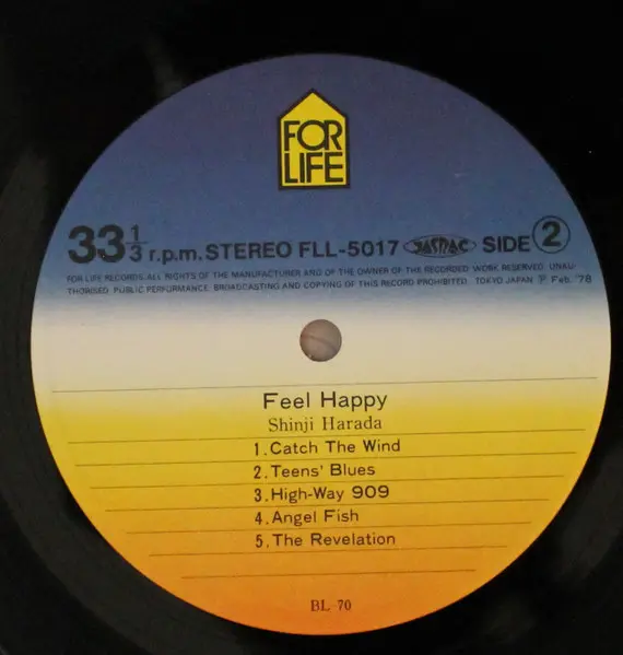 Shinji Harada - Feel Happy, Electronic, Pop, Rock, Ballad, City Pop, Kayōkyoku, Pop Rock, Synth-pop, 1978 - For Life Records,