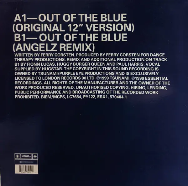 System F - Out Of The Blue, Electronic, Trance, 1999 - Essential Recordings, UK, Vinyl 1x 12", 45 RPM