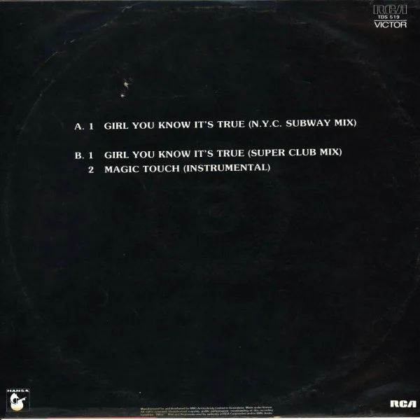 Album cover for Girl You Know It's True by Milli Vanilli