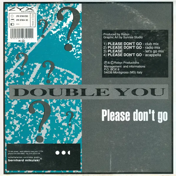 Double You - Please Don't Go - 1992 - Euro House, House - ZYX Records - Vinyl 1x 12", 45 RPM