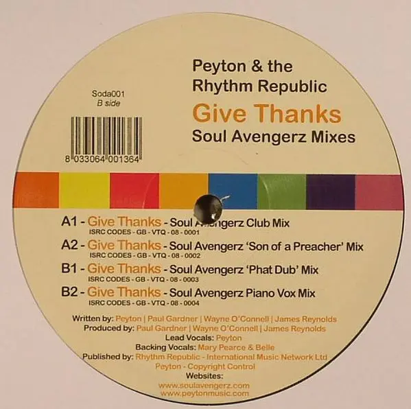 Album cover for Give Thanks (Soul Avengerz Mixes) by Peyton & Rhythm Republic