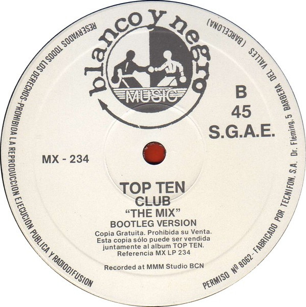 Various - Top Ten, Electronic, Deep House, House, Italo House, 1989 - Blanco y Negro Music, Spain, Vinyl 1x 12", 45 RPM, Maxi
