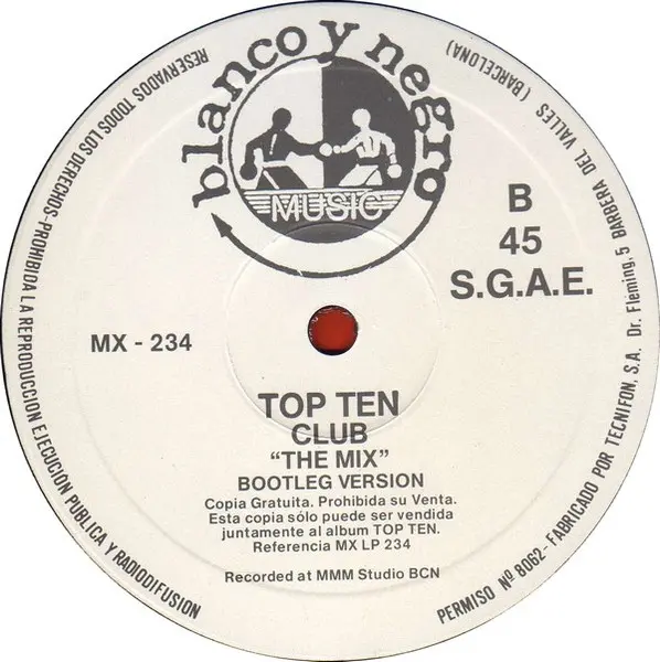 Various - Top Ten, Electronic, Deep House, House, Italo House, 1989 - Blanco y Negro Music, Spain, Vinyl 1x 12", 45 RPM, Maxi