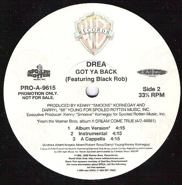 Drea - Body Rock / Got Ya Back - 1999 - RnB/Swing - Warner Bros. Records - Vinyl 1x 12", 33 ⅓ RPM, Promo