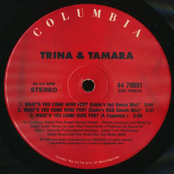 Album cover for What'd You Come Here For? (12" Mixes) by Trina & Tamara