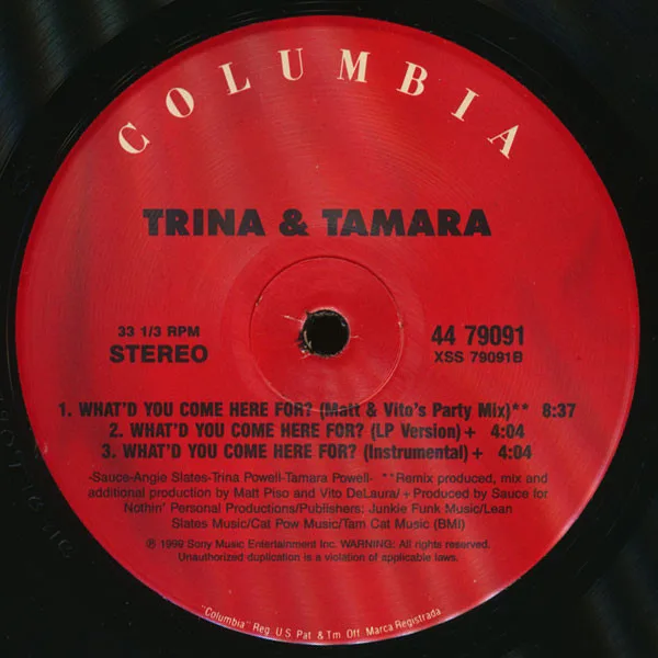 Album cover for What'd You Come Here For? (12" Mixes) by Trina & Tamara