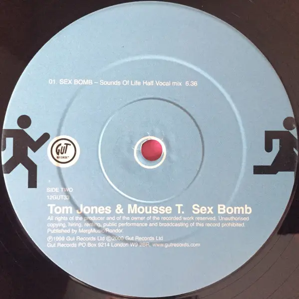 Tom Jones & Mousse T. - Sex Bomb, Electronic, Garage House, 2000 - Gut Records, UK, Vinyl 1x 12", 33 ⅓ RPM, Single