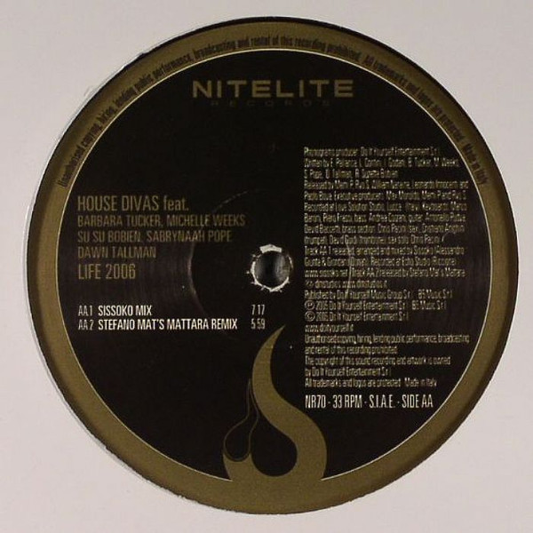 House Divas - Life 2006, Electronic, Garage House, House, 2005 - Nitelite Records, Italy, Vinyl 1x 12"