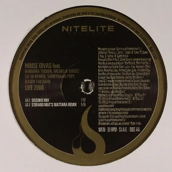 House Divas - Life 2006, Electronic, Garage House, House, 2005 - Nitelite Records, Italy, Vinyl 1x 12"