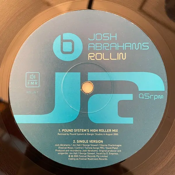 Josh Abrahams - Rollin, Electronic, Big Beat, Techno, 2000 - Festival Mushroom Records, Australia, Vinyl 1x 12"