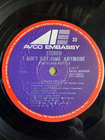 Glass Bottle, The Featuring Gary Criss - I Ain't Got Time Anymore - 0 - - AVCO Embassy - Vinyl 1x LP, Album