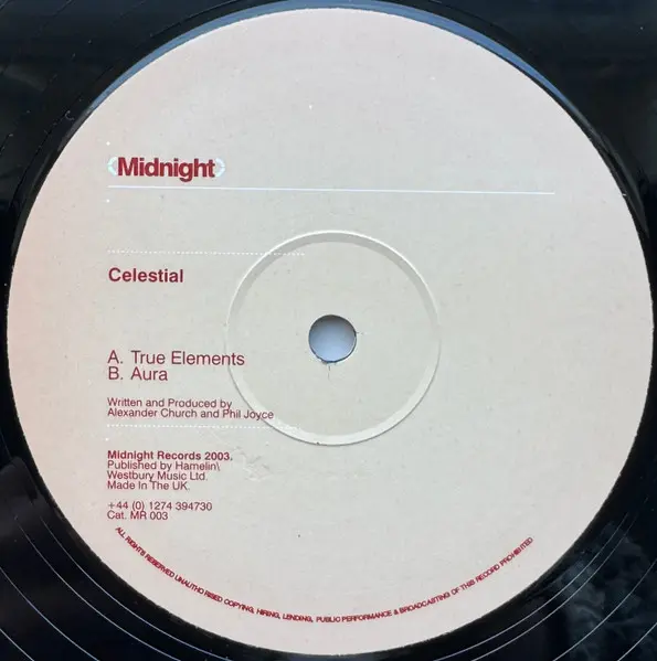 Celestial - True Elements / Aura, Electronic, Progressive House, 2003 - Midnight Recordings, UK, Vinyl 1x 12"