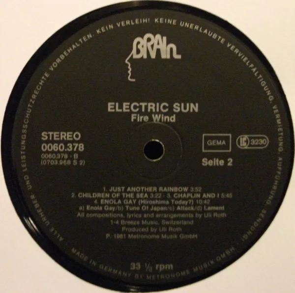 Album cover for Fire Wind by Electric Sun