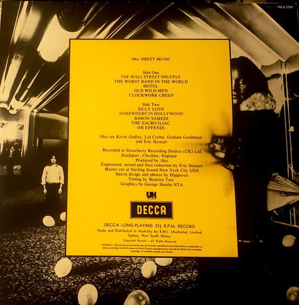 10cc - Sheet Music, Pop, Rock, Art Rock, Vocal, 1974 - Decca, Australia, Vinyl 1x LP, Album