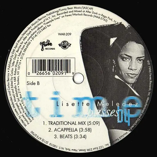 Lisette Melendez - Time Passes By, Electronic, Electro, Freestyle, 1996 - Fever Records, Warlock Records, US, Vinyl 1x 12", 3