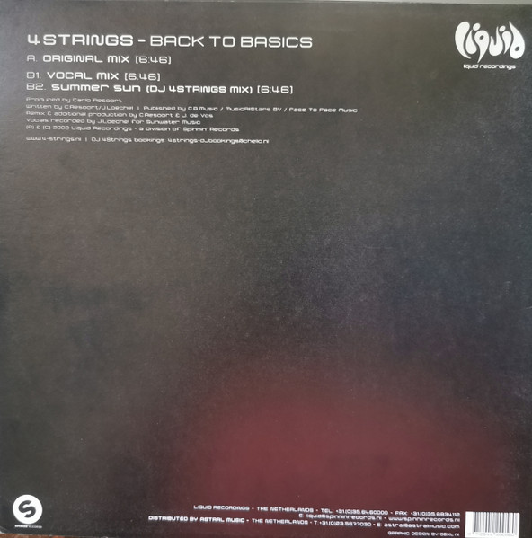 4 Strings - Back To Basics, Electronic, Trance, 2004 - Liquid Recordings, Netherlands, Vinyl 1x 12"