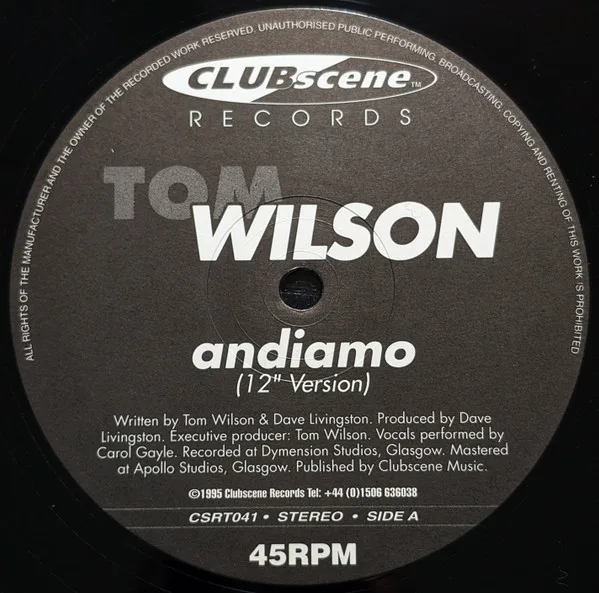 Album cover for Andiamo by Tom Wilson