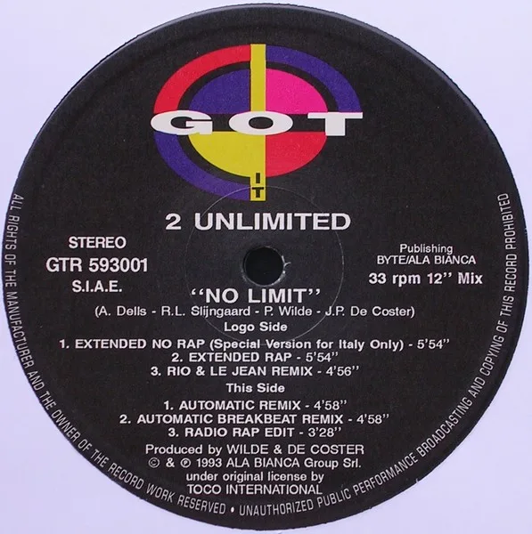 Album cover for No Limit by 2 Unlimited